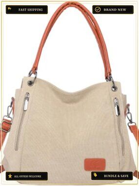 Large Canvas Tote Bag for Women Hobo Shoulder Purse Work Travel